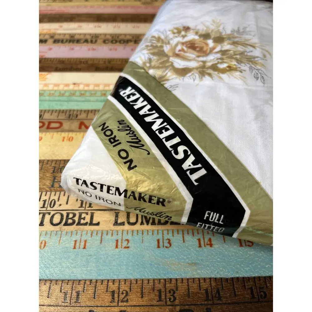 Vintage TASTERMAKER No Iron Muslin Full Fitted Sheet 54 x 75 NEW Roses Cottage